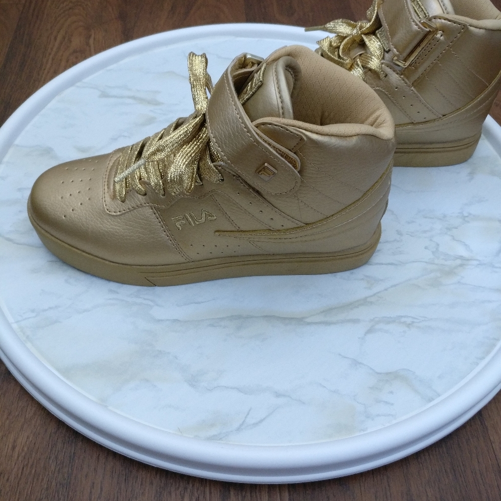 Womens FILA Vulc 13 Metallic Gold High top